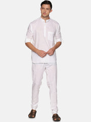 Men White Colour Cotton Kurta Pyjama Set