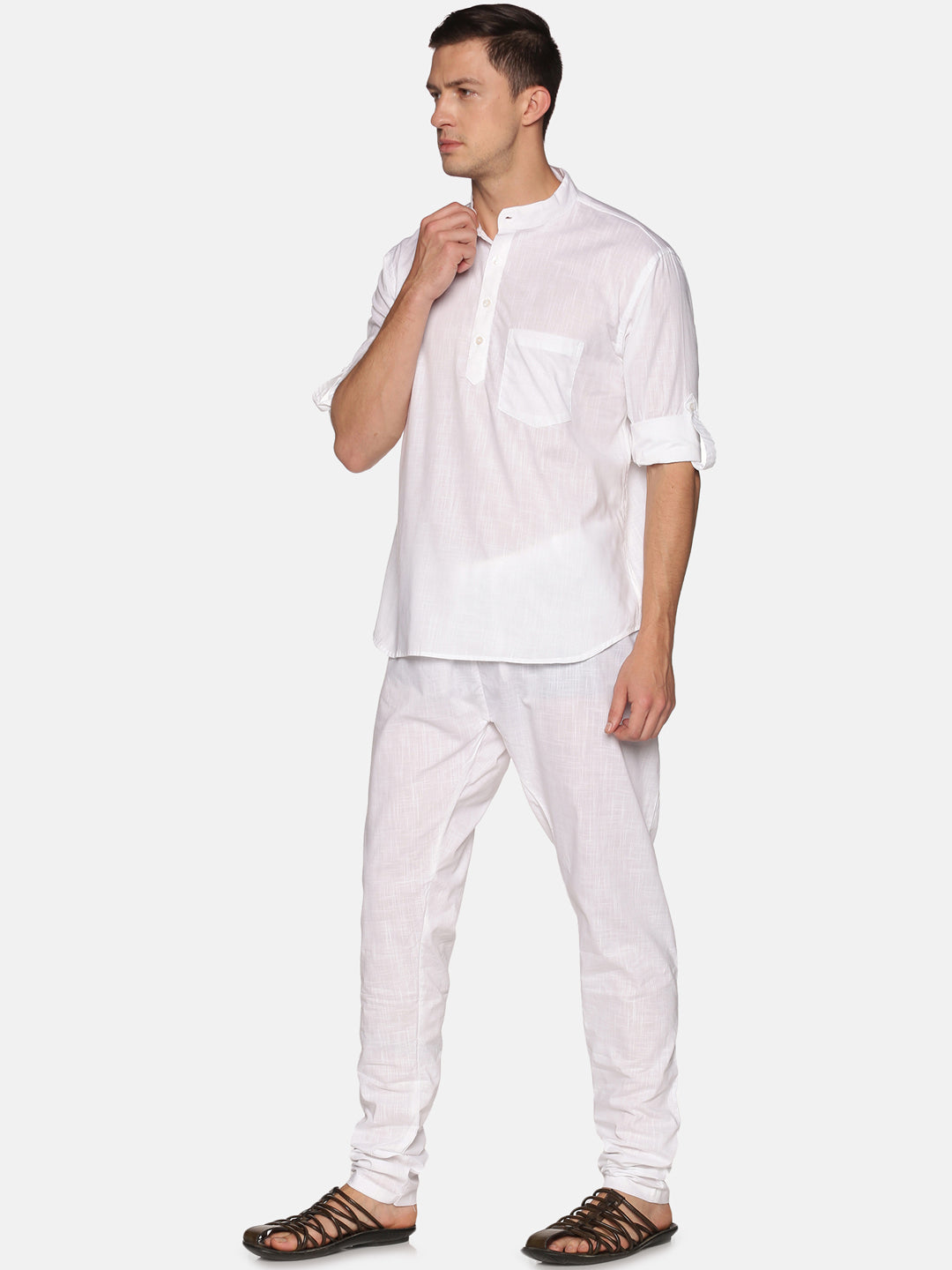 Men White Colour Cotton Kurta Pyjama Set