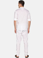 Men White Colour Cotton Kurta Pyjama Set