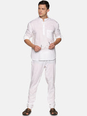 Men White Colour Cotton Kurta Pyjama Set