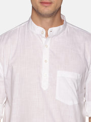 Men White Colour Cotton Kurta Pyjama Set