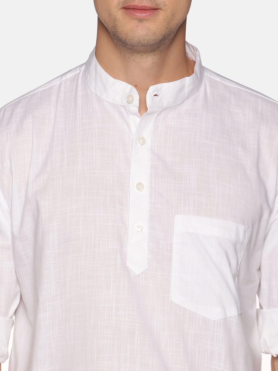 Men White Colour Cotton Kurta Pyjama Set