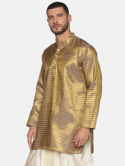 Men Jacquard Blue Diamond Long Kurta.