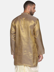 Men Jacquard Blue Diamond Long Kurta.