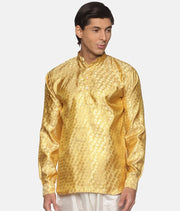 Men Gold Colour  Polyester Kurta.
