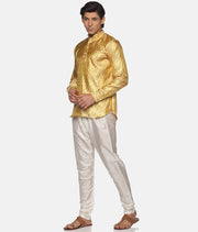 Men Gold Colour  Polyester Kurta.