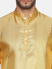 Men Gold Colour Polyester Kurta Pyjama Set