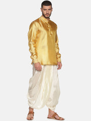 Men Jacquard Gold Diamond Short Kurta.