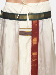 Men Off White Colour Art Silk Kurta Dhoti Pant Set