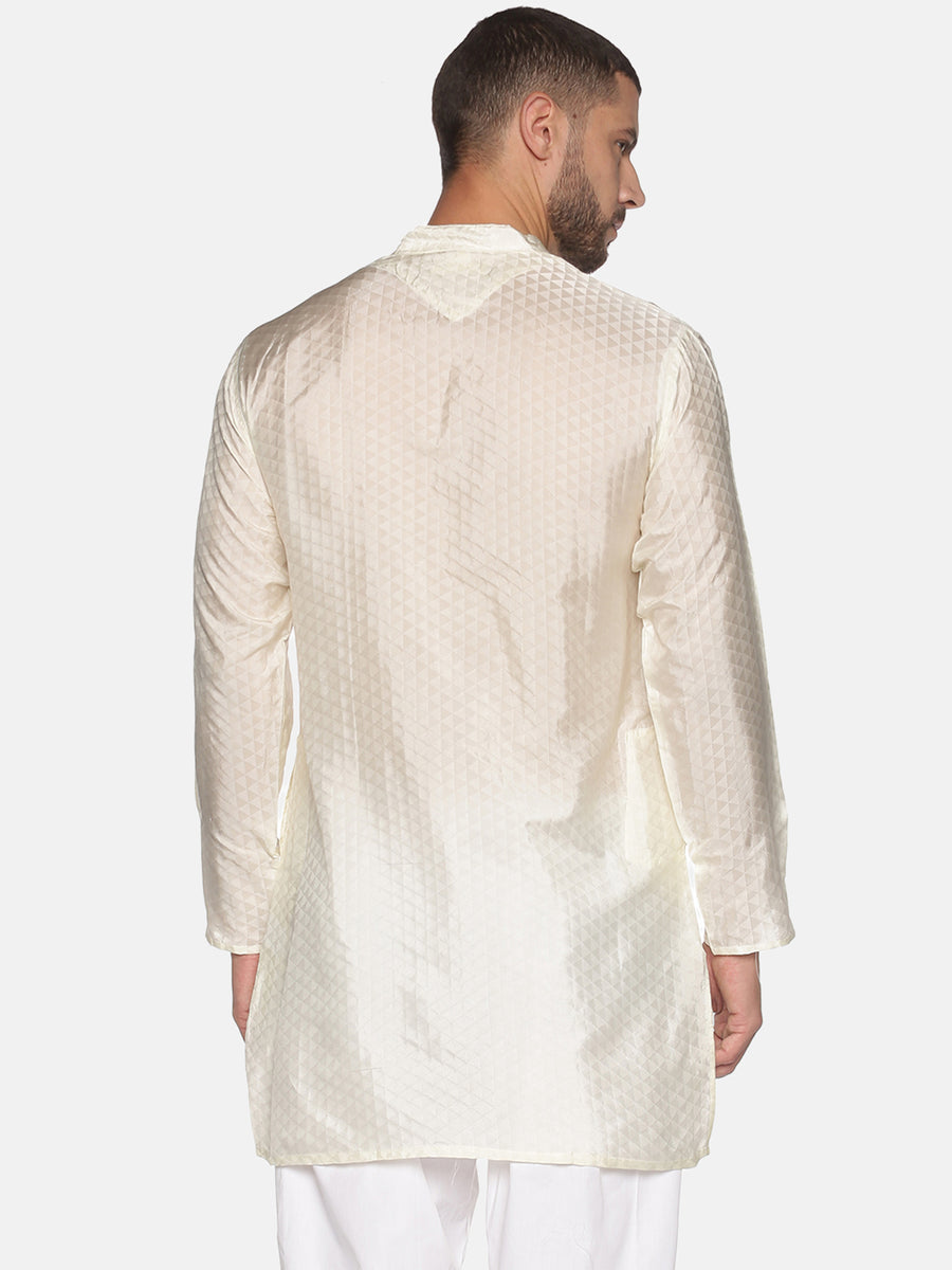 Men Jacquard Triangle Self Design Long Kurta.