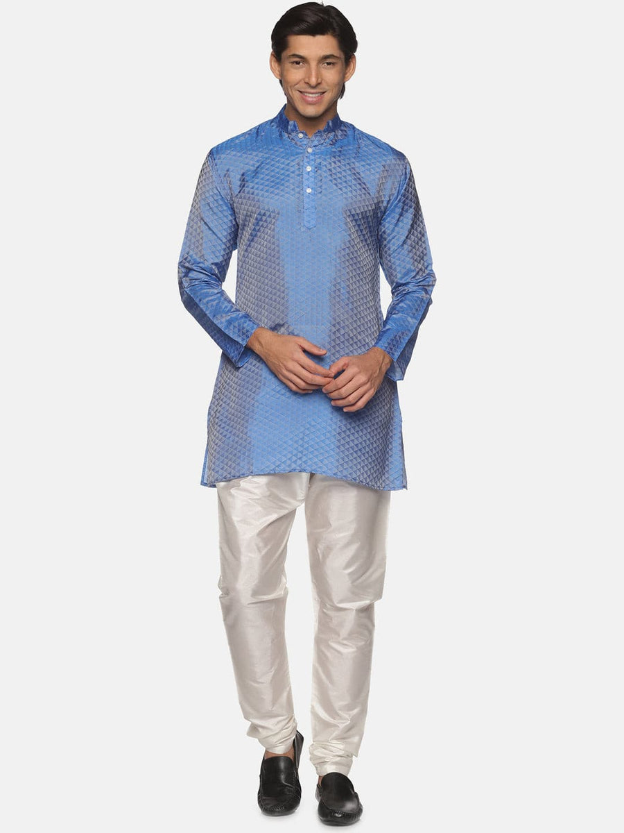 Men Solid Colour Art Silk Kurta Pyjama Set