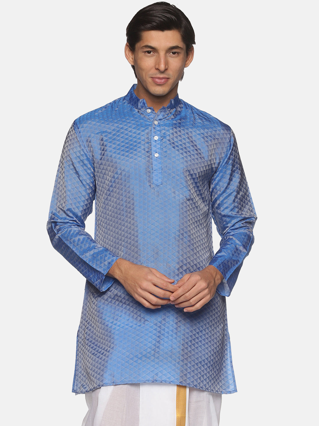 Men Jacquard Art Silk Solid Colour Long Kurta