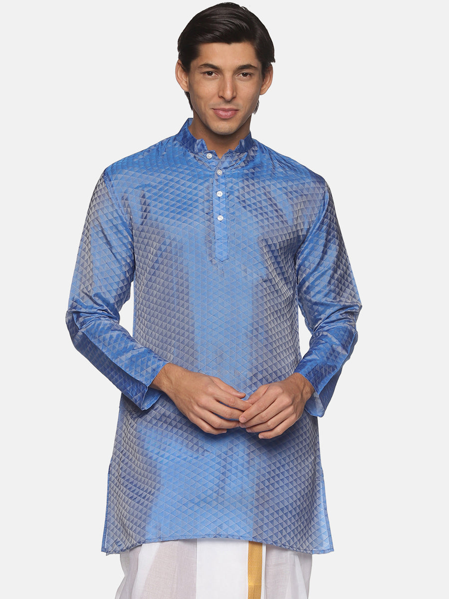 Men Jacquard Art Silk Solid Colour Long Kurta