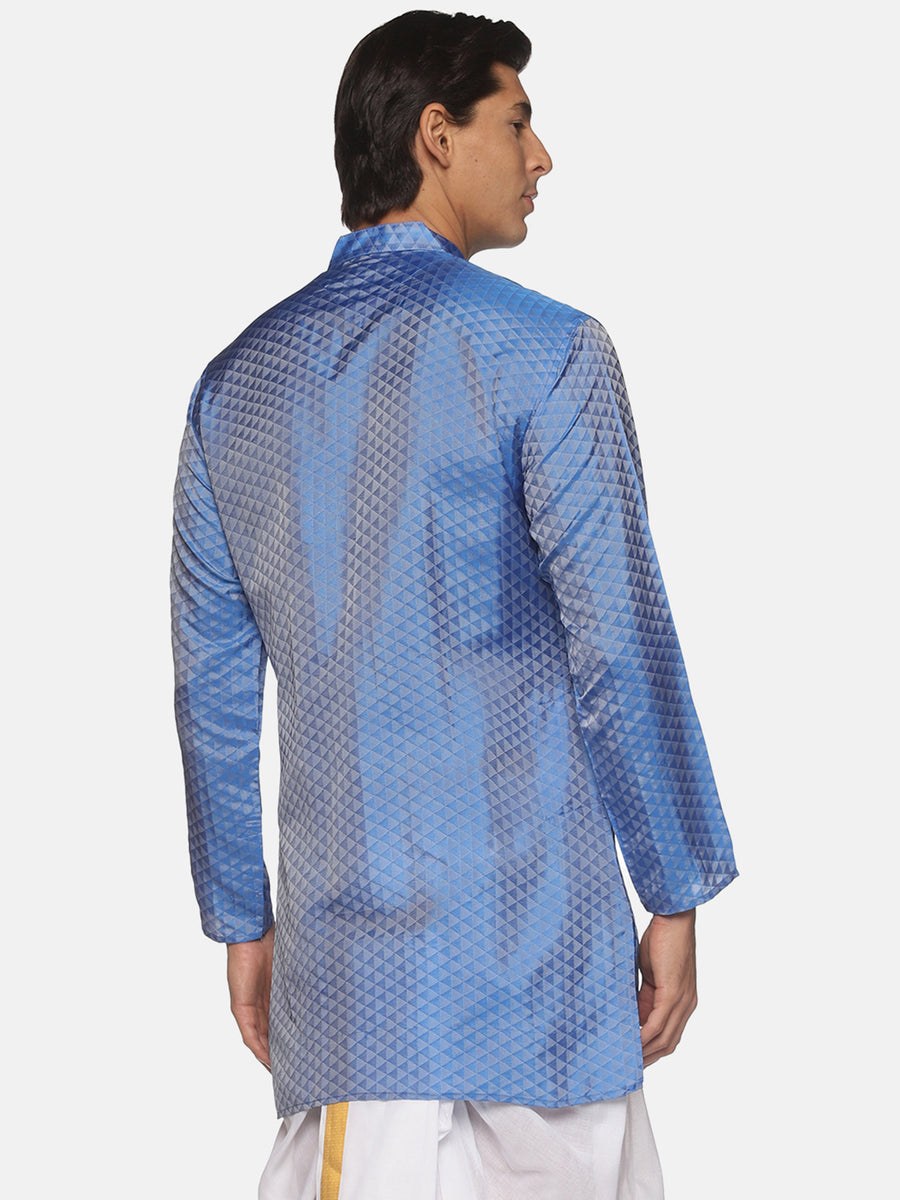 Men Jacquard Art Silk Blue Colour Long Kurta.