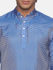 Men Jacquard Art Silk Blue Colour Long Kurta.