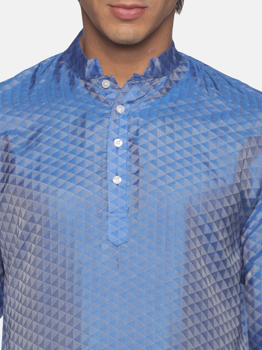 Men Jacquard Art Silk Blue Colour Long Kurta.
