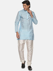 Men Solid Colour Art Silk Kurta Pyjama Set