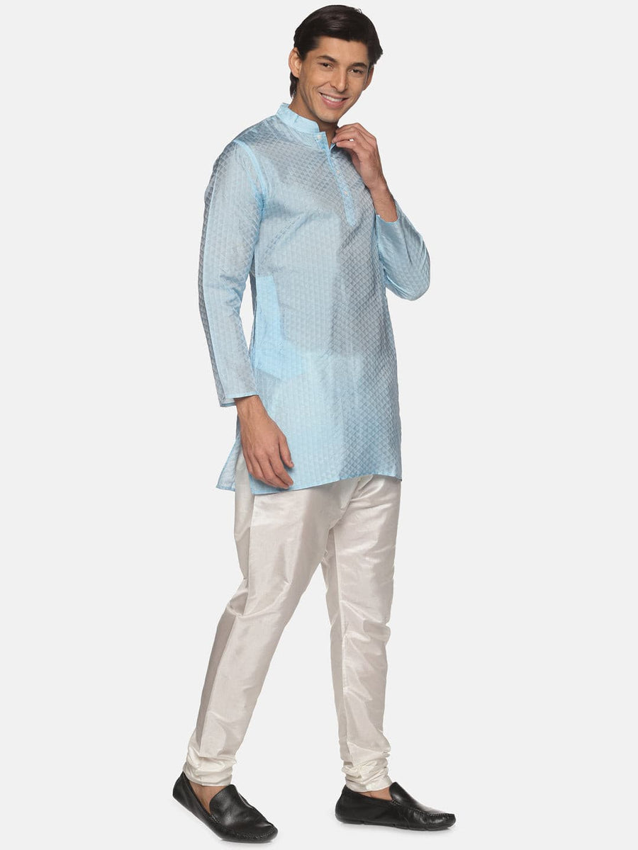 Men Solid Colour Art Silk Kurta Pyjama Set