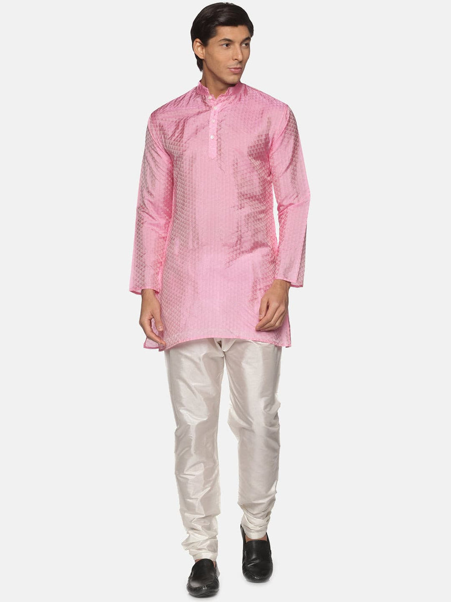 Men Solid Colour Art Silk Kurta Pyjama Set