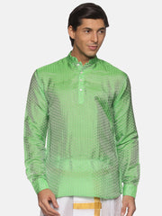 Men Jacquard Art Silk Solid Colour Short Kurta