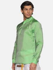 Men Jacquard Art Silk Solid Colour Short Kurta