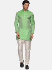 Men Solid Colour Art Silk Kurta Pyjama Set