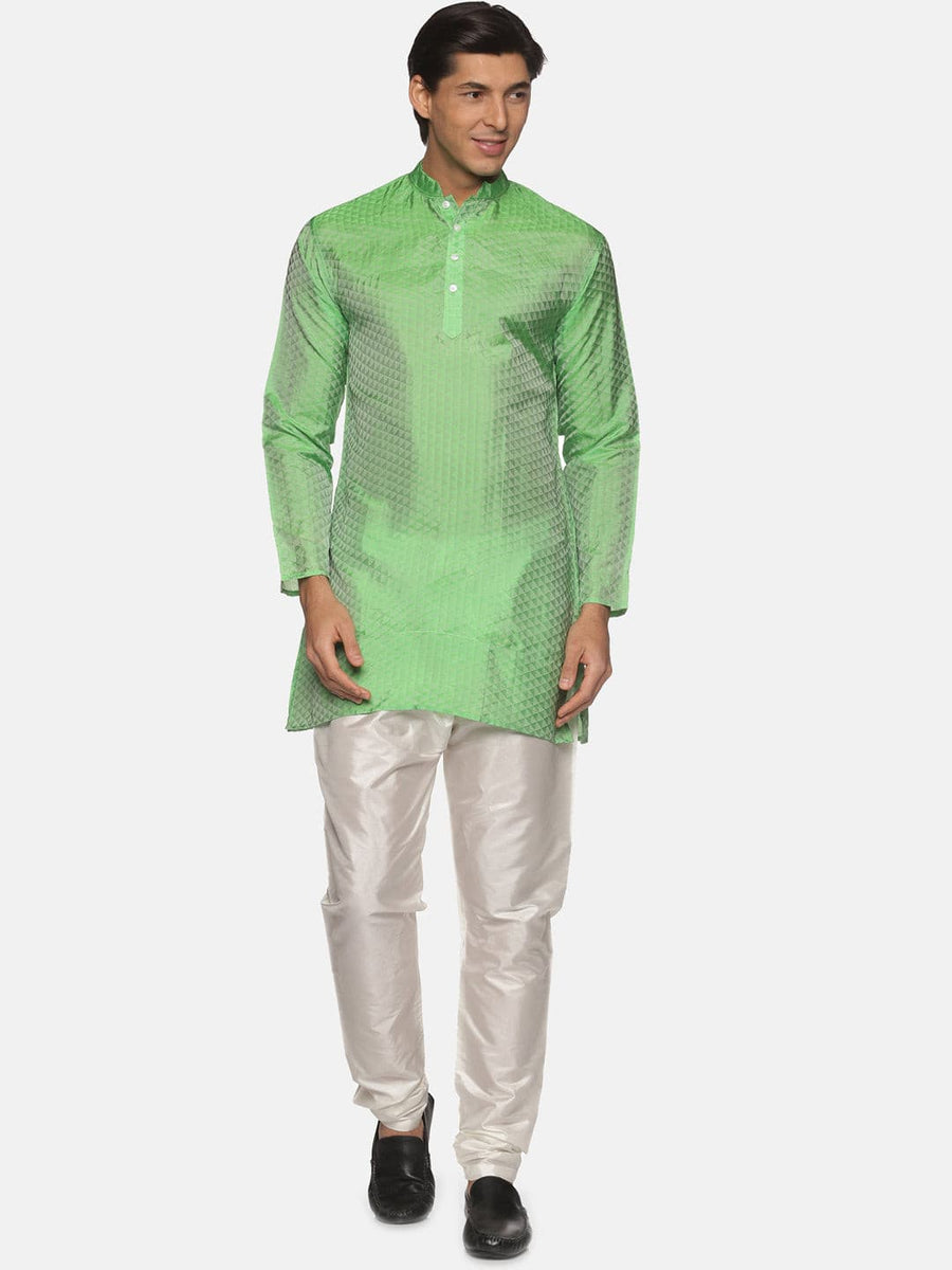 Men Solid Colour Art Silk Kurta Pyjama Set