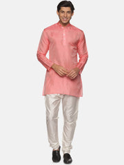 Men Solid Colour Art Silk Kurta Pyjama Set