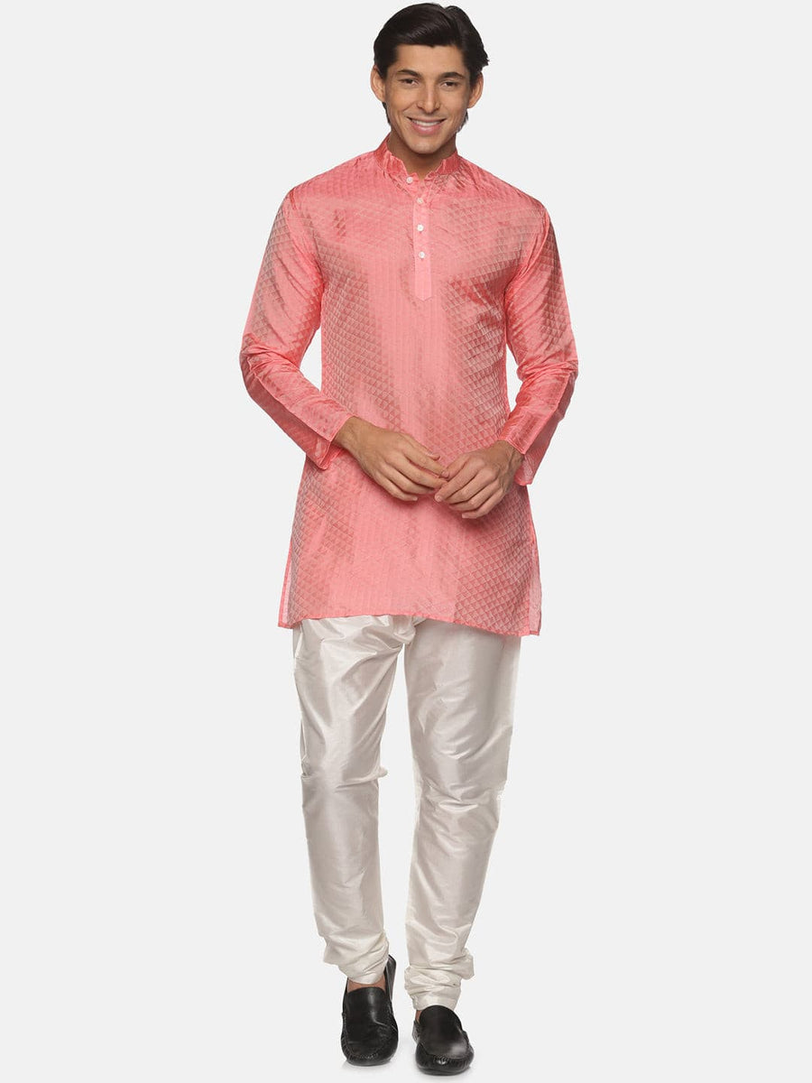 Men Solid Colour Art Silk Kurta Pyjama Set