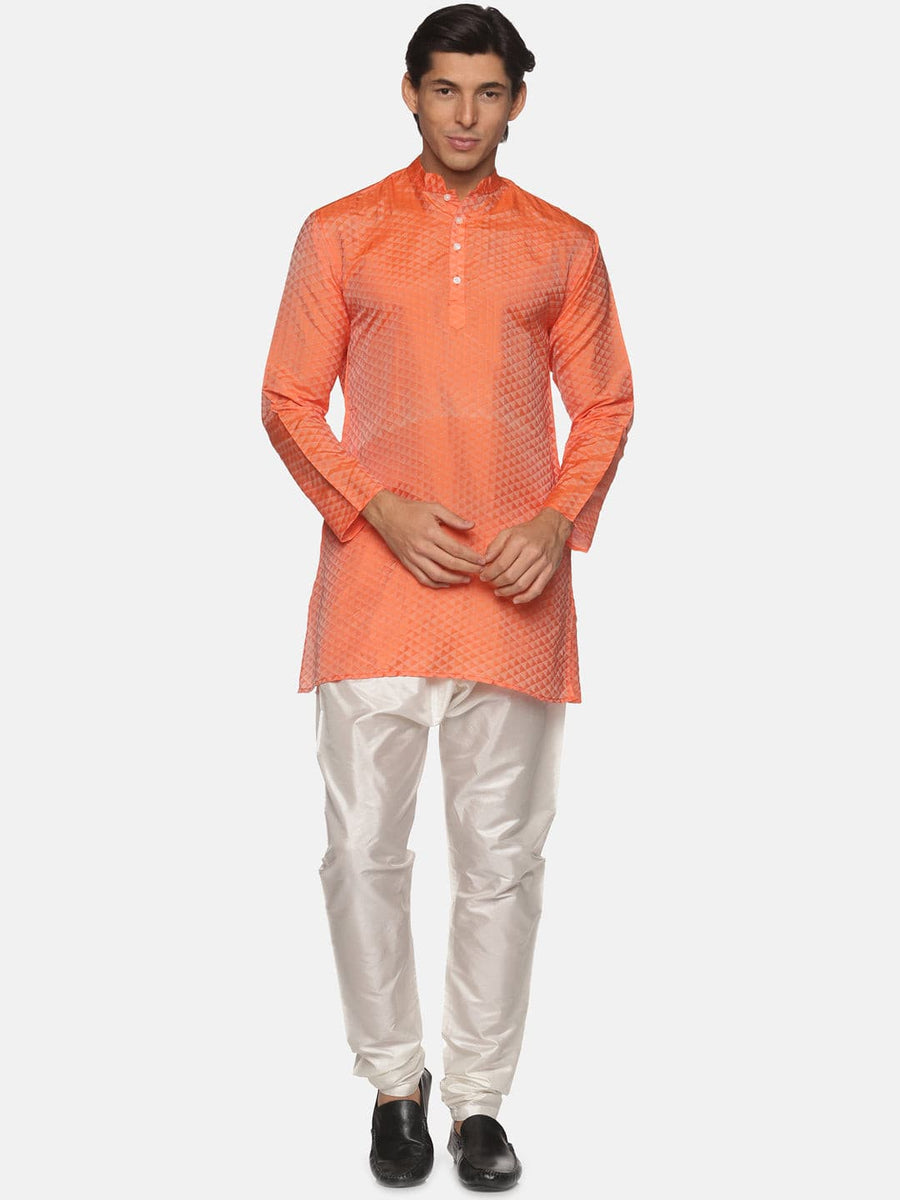 Men Solid Colour Art Silk Kurta Pyjama Set