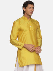 Men Butter Silk Yellow Colour Long Kurta.