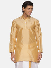 Men Butter Silk Biscuit Colour Long Kurta