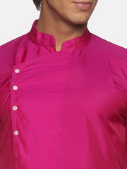 Men Magenta Colour Polyester Kurta Dhoti  Set.