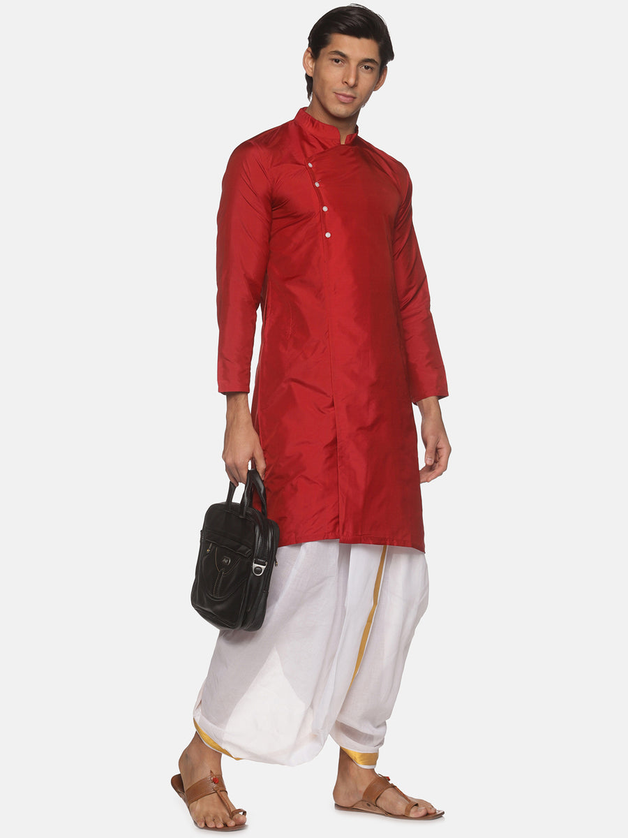 Men Butter Silk Maroon Colour Designer Kurta.