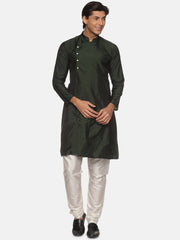 Men Coral Colour Polyester Kurta Pyjama Set.
