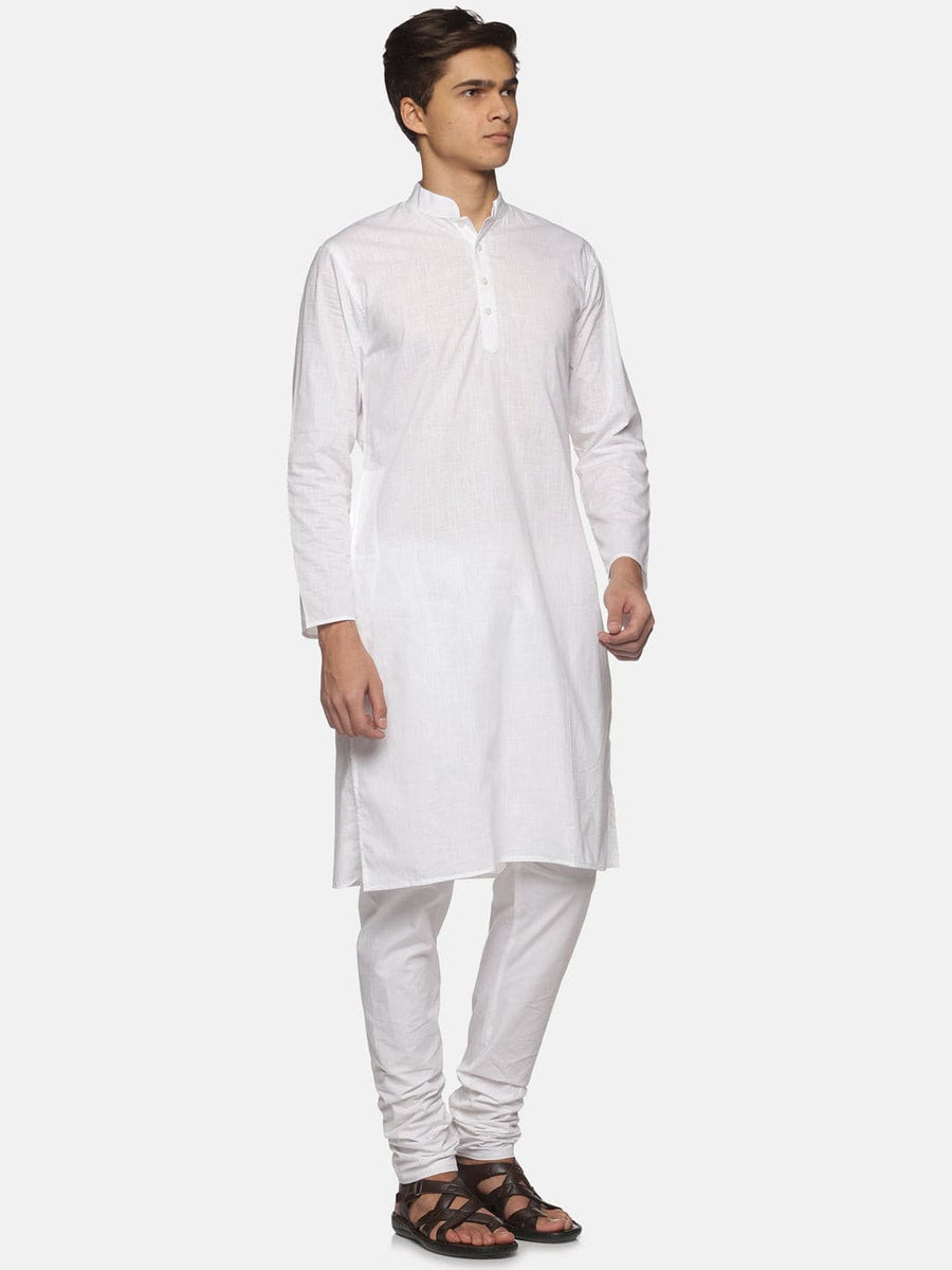 Men White Colour Cotton Kurta Pyjama Set