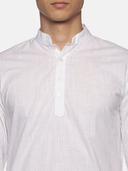 Men White Colour Cotton Kurta Pyjama Set