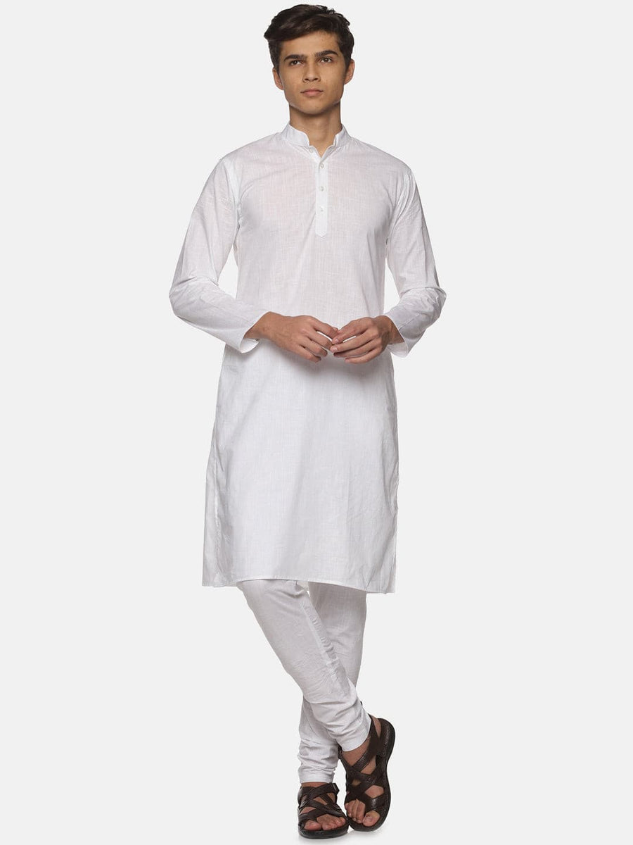 Men White Colour Cotton Kurta Pyjama Set