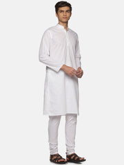 Men White Colour Cotton Kurta Pyjama Set.