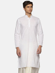 Men White Colour Slub Cotton Kurta