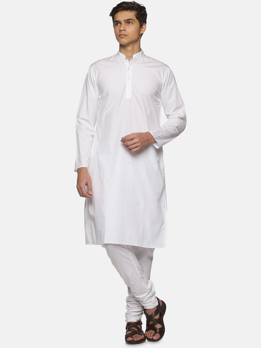 Men White Colour Cotton Kurta Pyjama Set