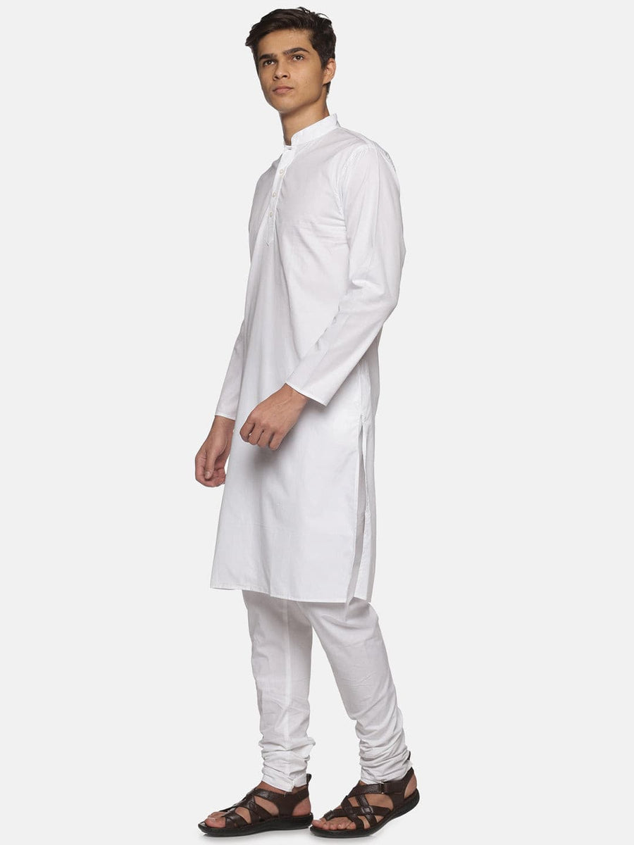 Men White Colour Cotton Kurta Pyjama Set