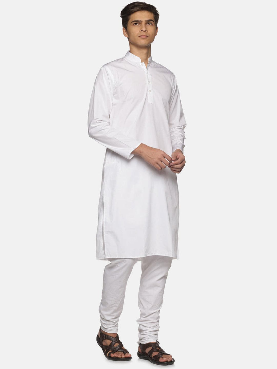 Men White Colour Cotton Kurta Pyjama Set