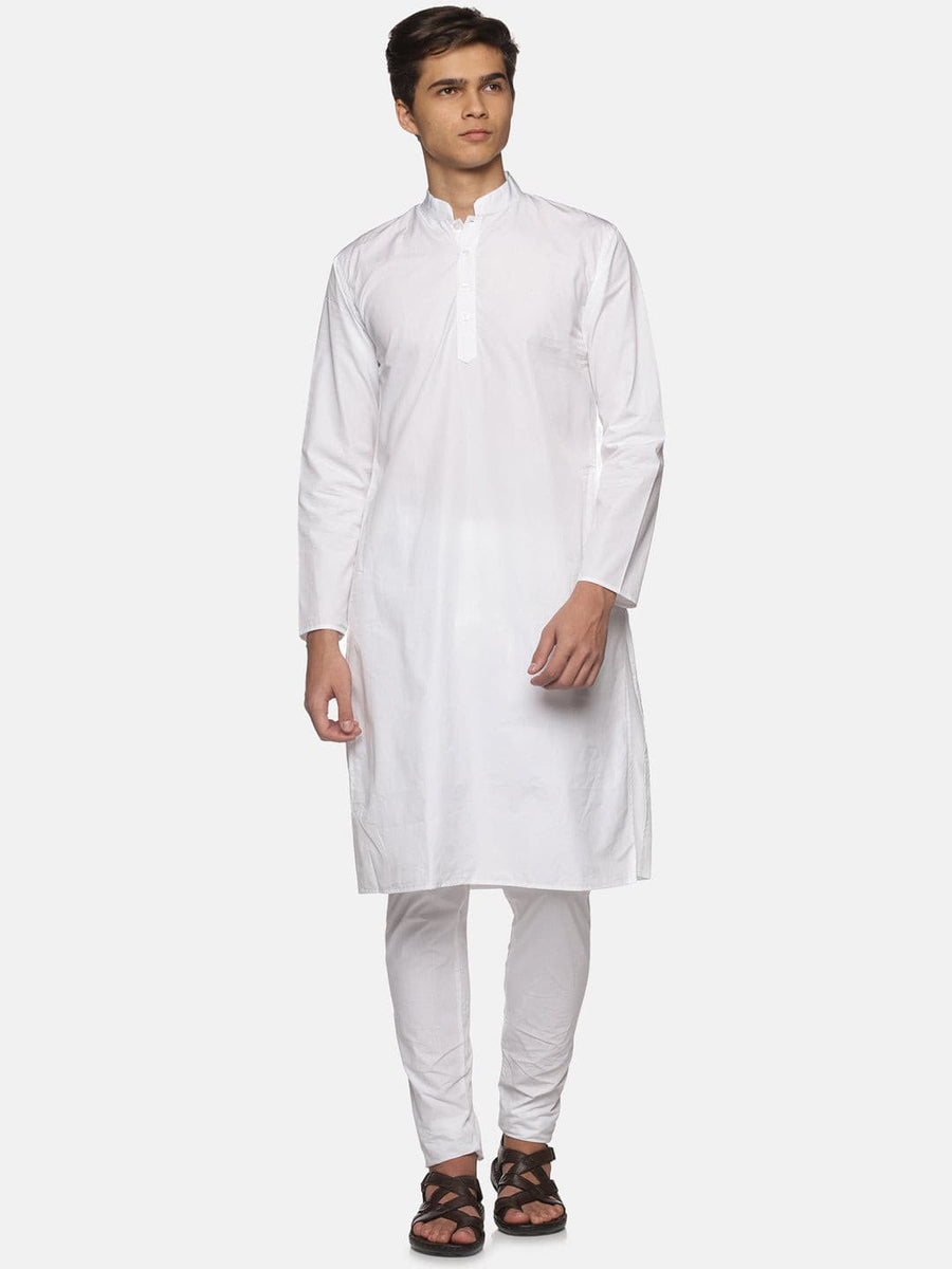 Men White Colour Cotton Kurta Pyjama Set