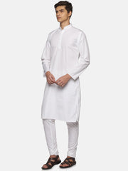 Men White Colour Cotton Kurta Pyjama Set.