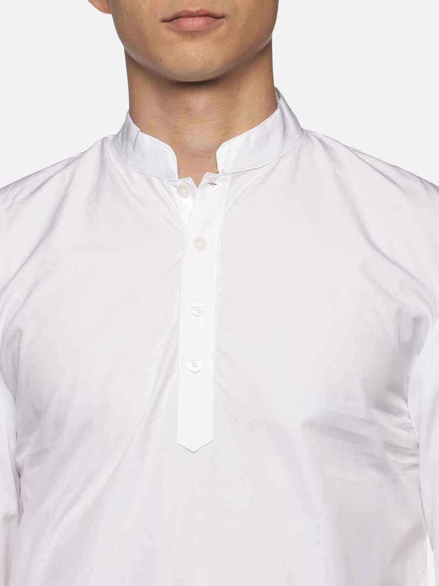 Men White Colour Cotton Kurta Pyjama Set.