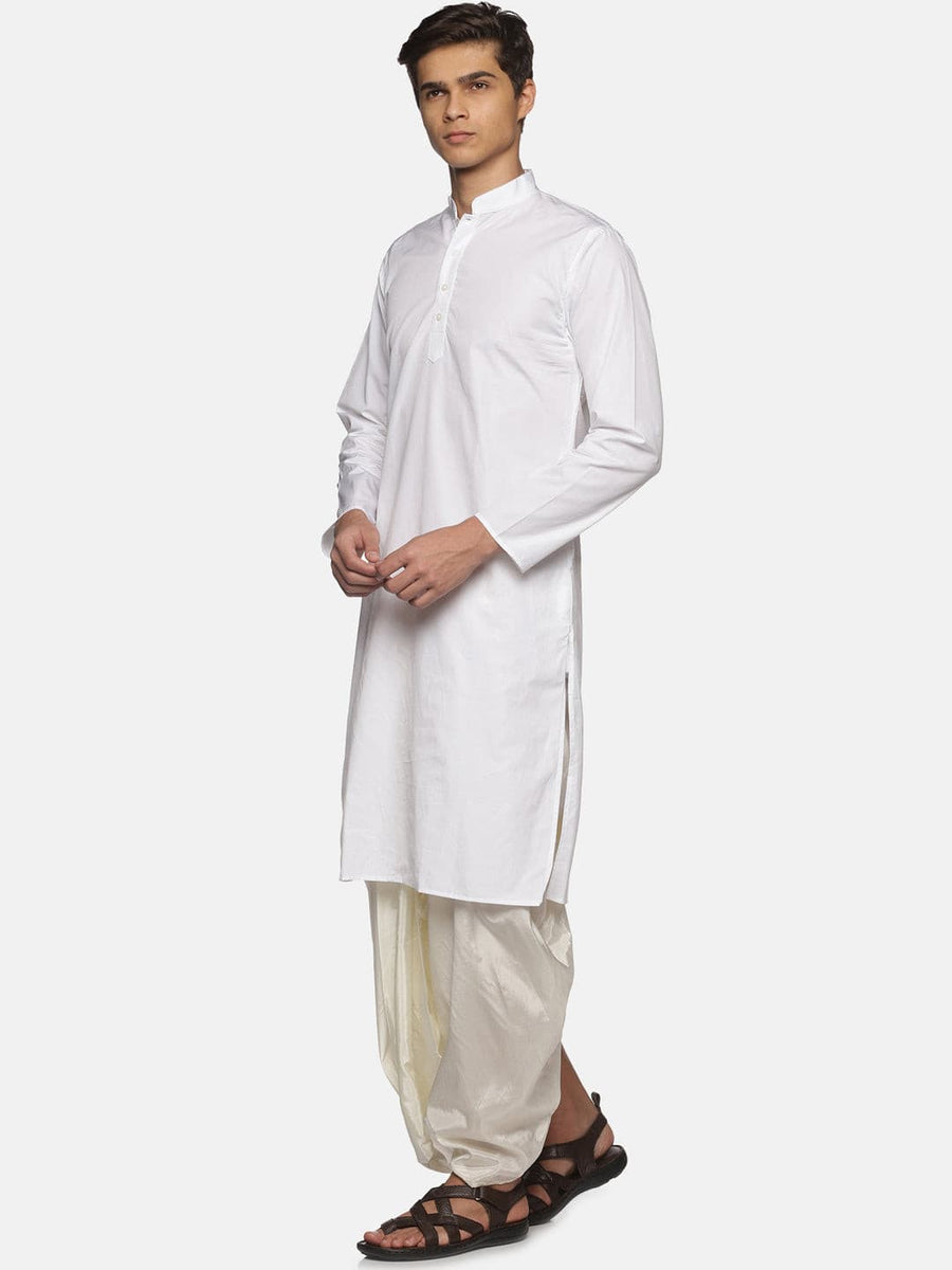 Men White Colour  Cotton Kurta.