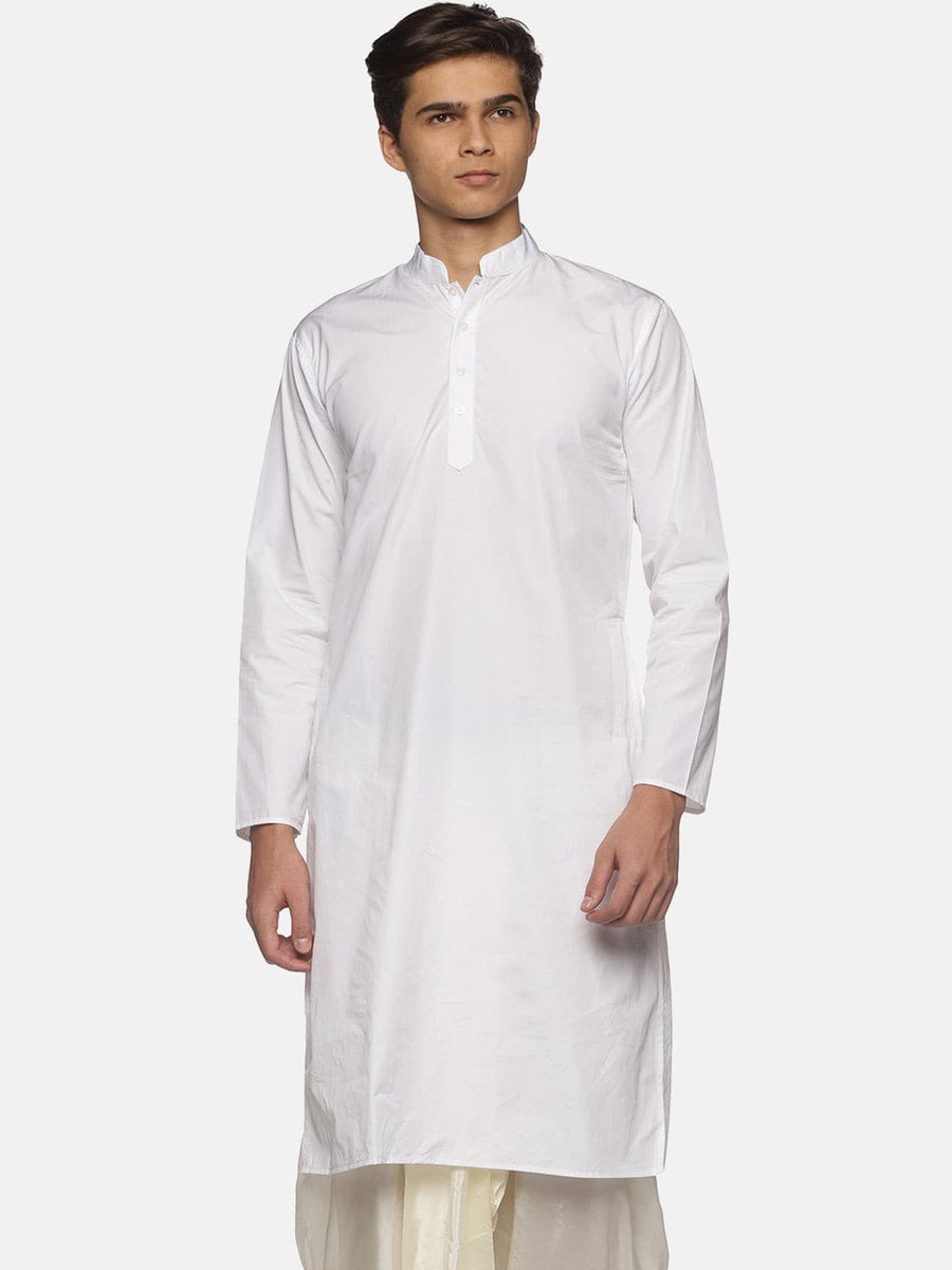 Men White Colour  Cotton Kurta.