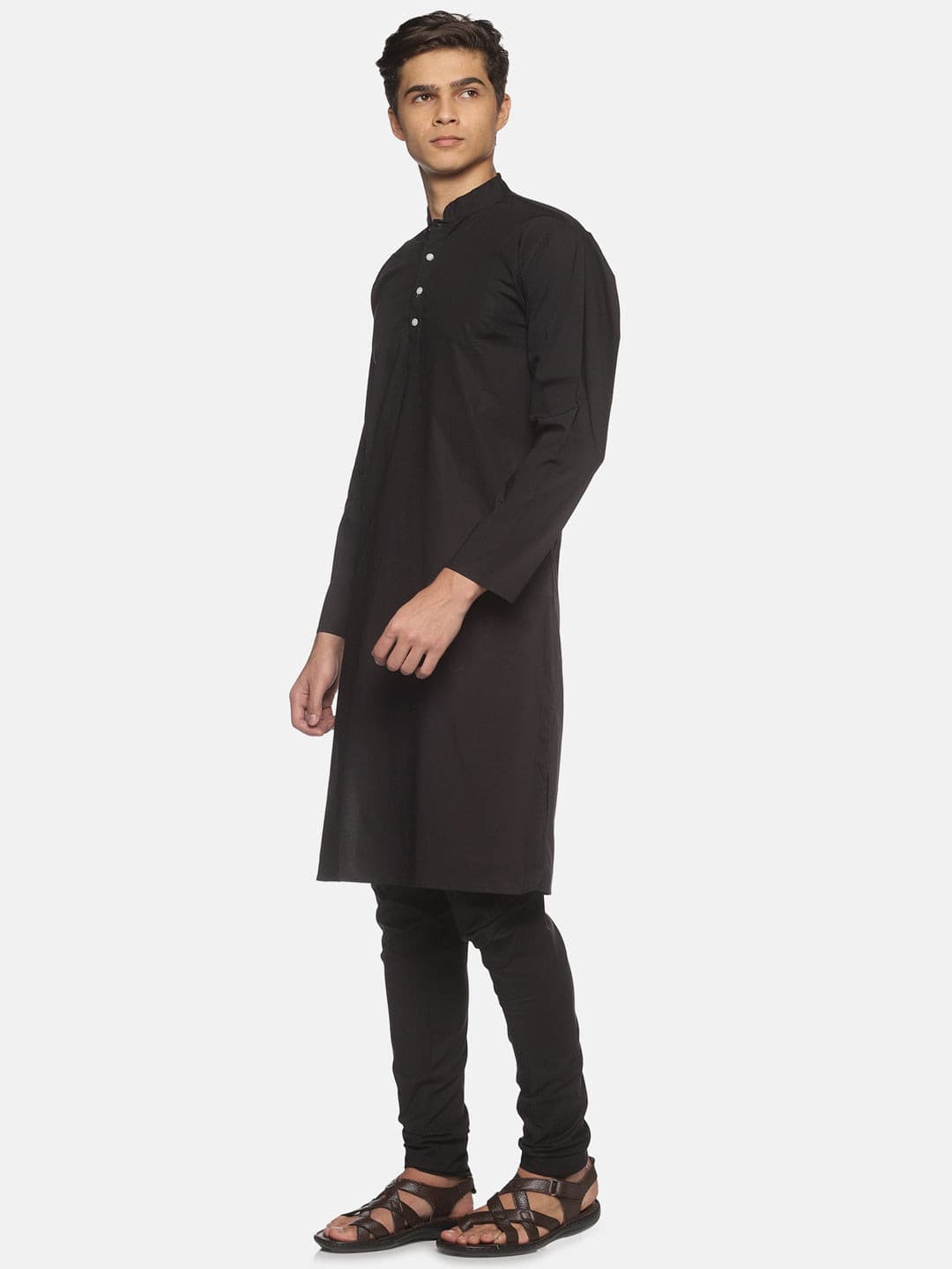 Men Black Colour Cotton Kurta Pyjama Set