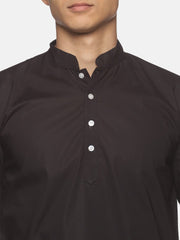 Men Black Colour Cotton Kurta Pyjama Set